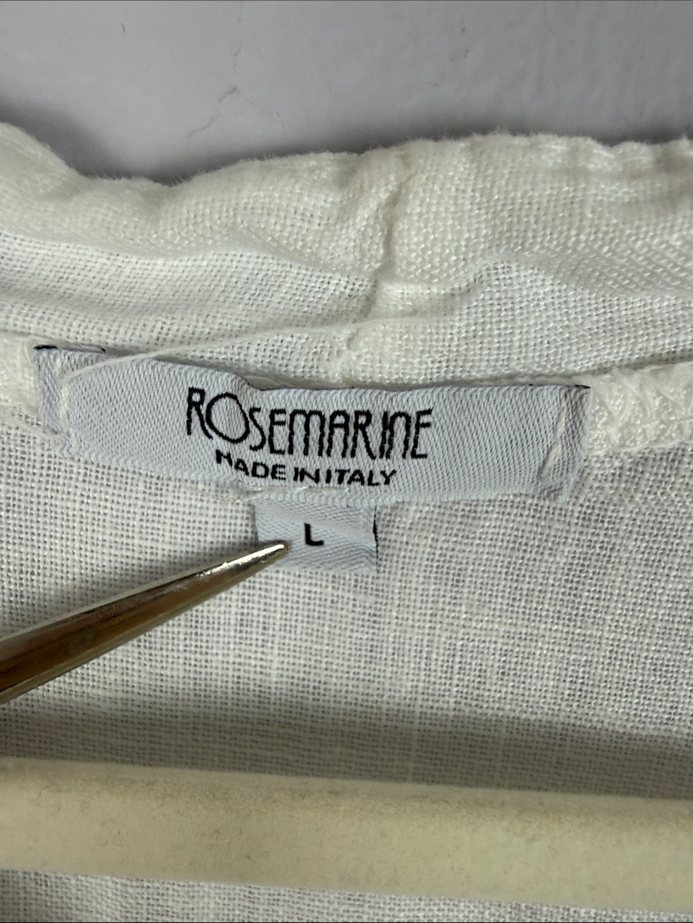 ROSEMARINE Made in Italy White Linen Tunic Henley Blouse Made in Italy Size L - Picture 3 of 13